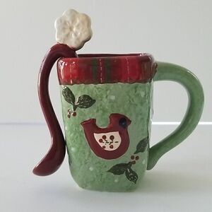 Cracker Barrel 'Christmas Quilt'  Winter Mug and Spoon Set